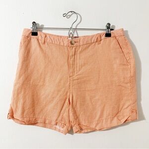 Le Tigre Striped Linen Blend Cuffed Shorts Button Front Zip Closure Pockets 🧡🤍